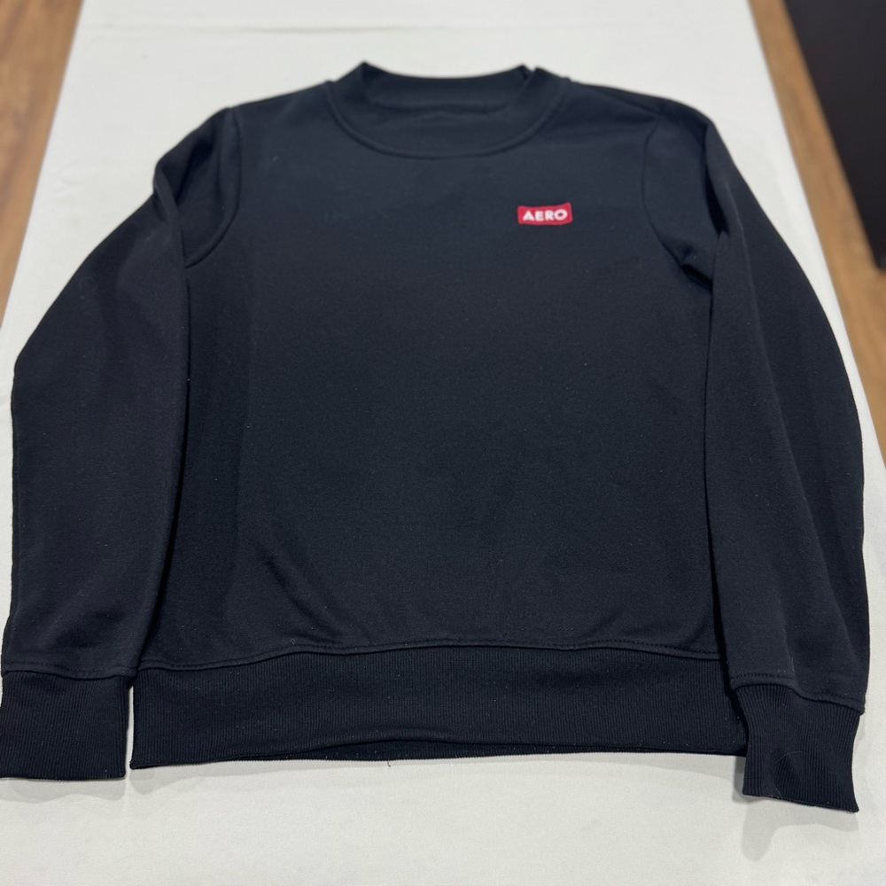 Aeropostale Men's Pullover Sweatshirt Crew Neck Fleece Logo, Size M, Black